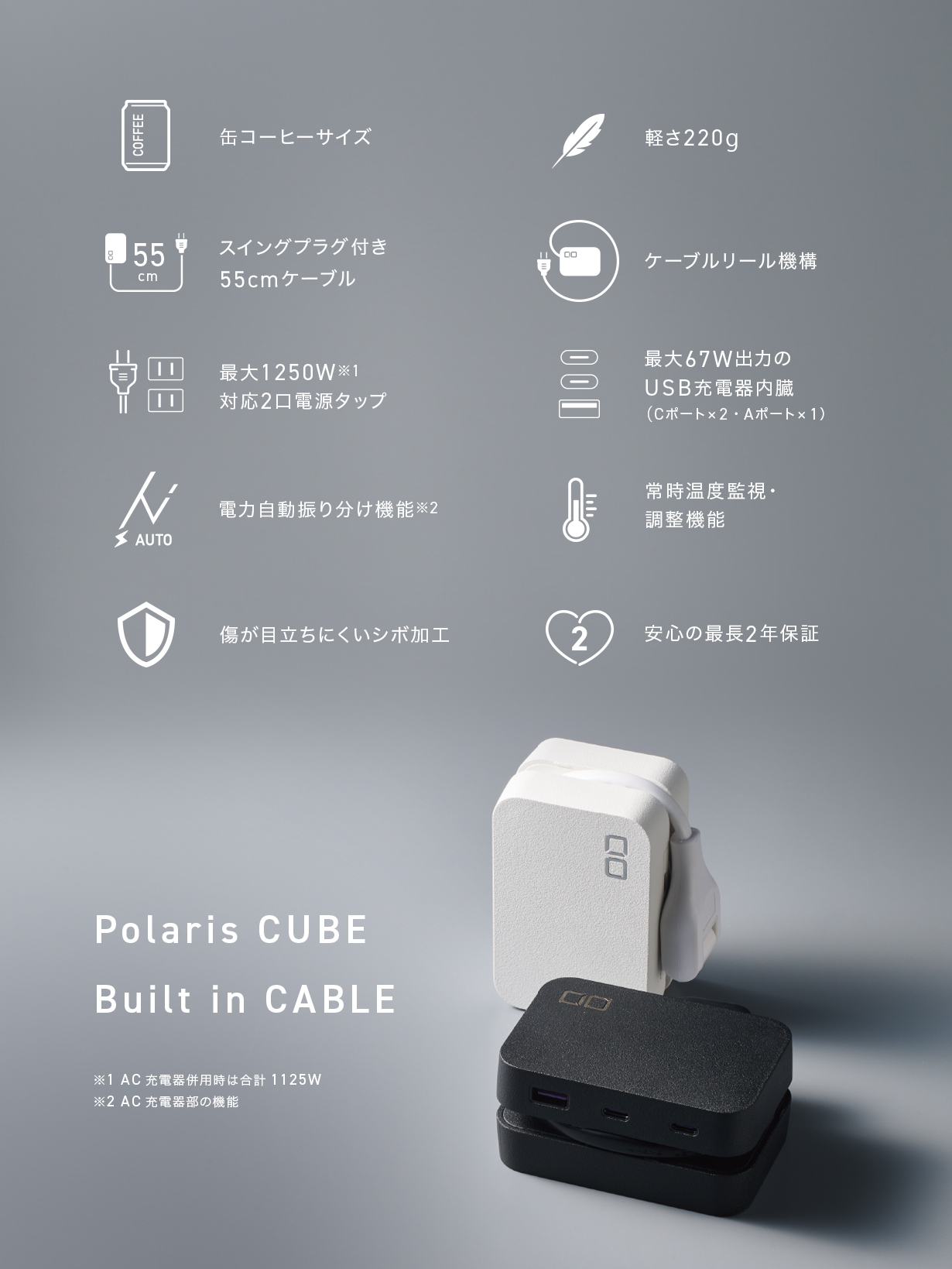 CIO Polaris CUBE 機能訴求ビジュアル
