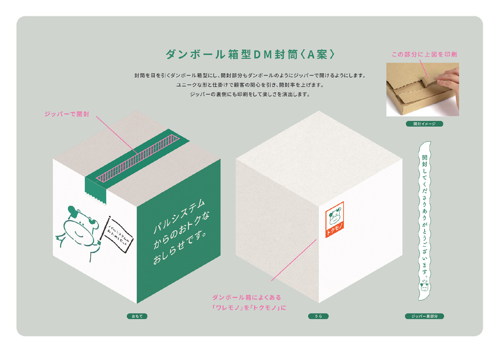 パルシステム ダンボール箱型DM封筒（A案）